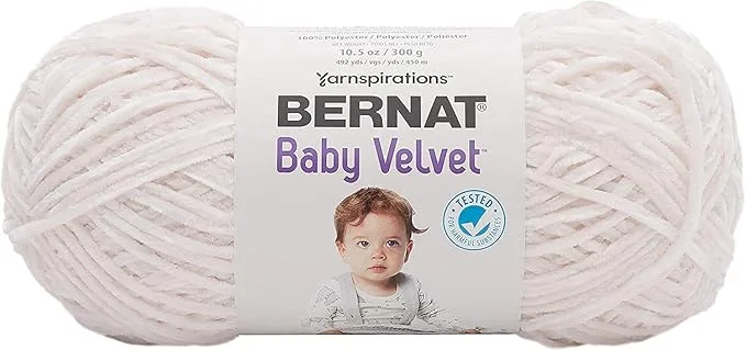 Bernat Baby Velvet Polyester Yarn in Cuddly Cloud — for knitting and crocheting baby projects
