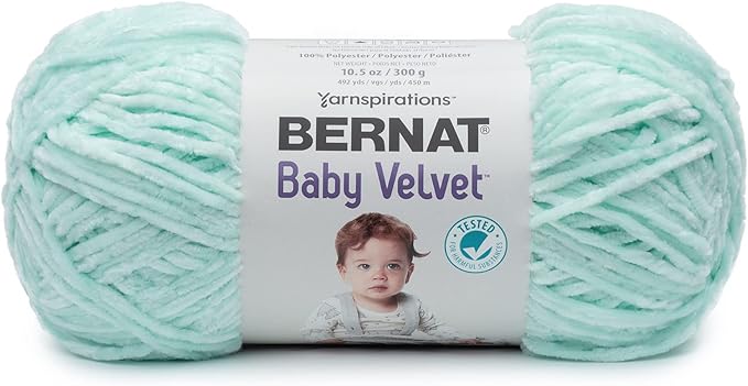 Bernat Baby Velvet Polyester Yarn in Bleached Aqua — for knitting and crocheting baby projects