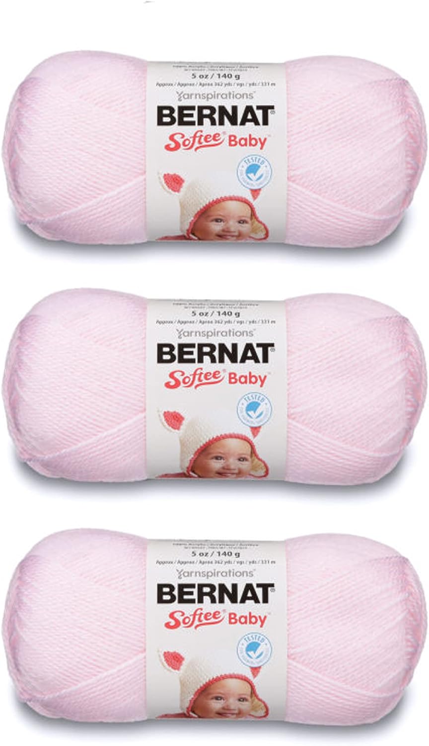 Bernat Softee Baby Acrylic Yarn in Pink color — DK weight for knitting and crocheting