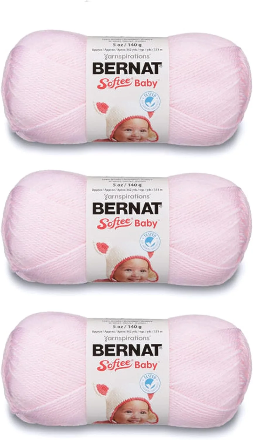 Bernat Softee Baby Acrylic Yarn in Pink color — DK weight for knitting and crocheting