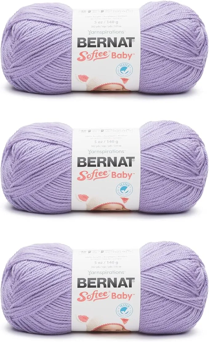 Bernat Softee Baby Acrylic Yarn in Lavender color — DK weight for knitting and crocheting