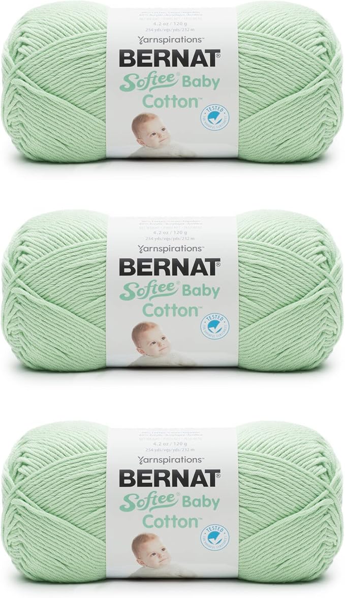 Bernat Softee Baby Cotton Yarn in Frost — DK weight for knitting and crocheting baby projects