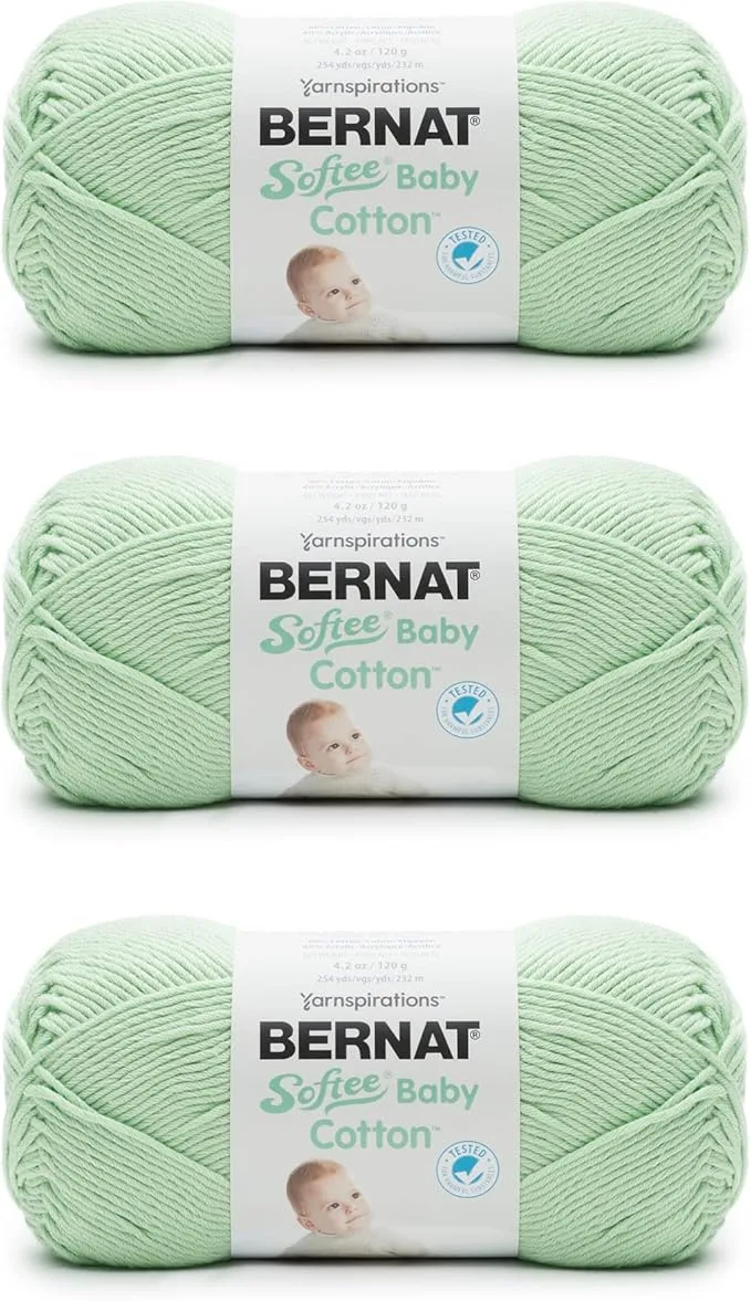 Bernat Softee Baby Cotton Yarn in Frost — DK weight for knitting and crocheting baby projects