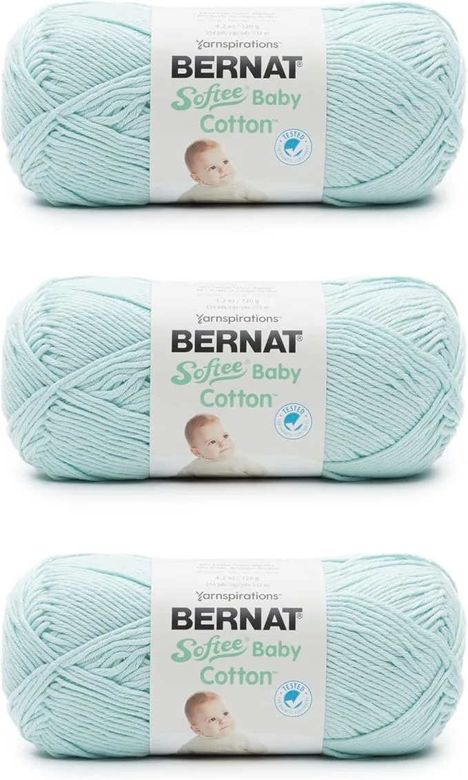 Bernat Softee Baby Cotton Yarn in Aqua — DK weight for knitting and crocheting baby projects