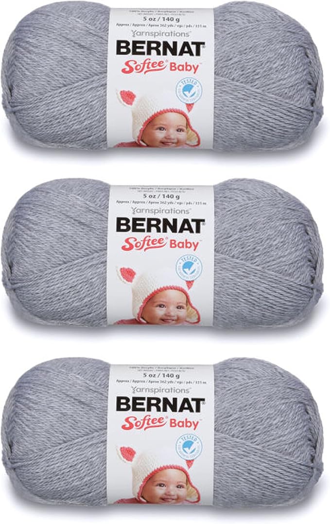Bernat Softee Baby Acrylic Yarn in Flannel color — DK weight for knitting and crocheting