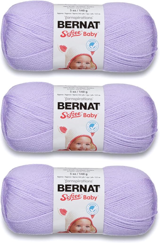 Bernat Softee Baby Acrylic Yarn in Soft Lilac color — DK weight for knitting and crocheting