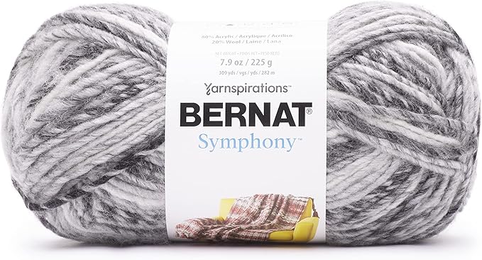 Bernat Symphony Nylon Yarn in Granite — for knitting and crocheting garments and accessories