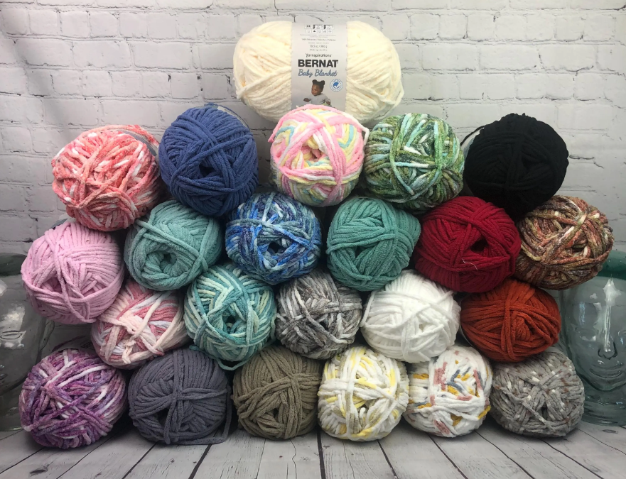 Close-up of Bernat Wool-Up Bulky yarn fiber texture for knitting and crocheting